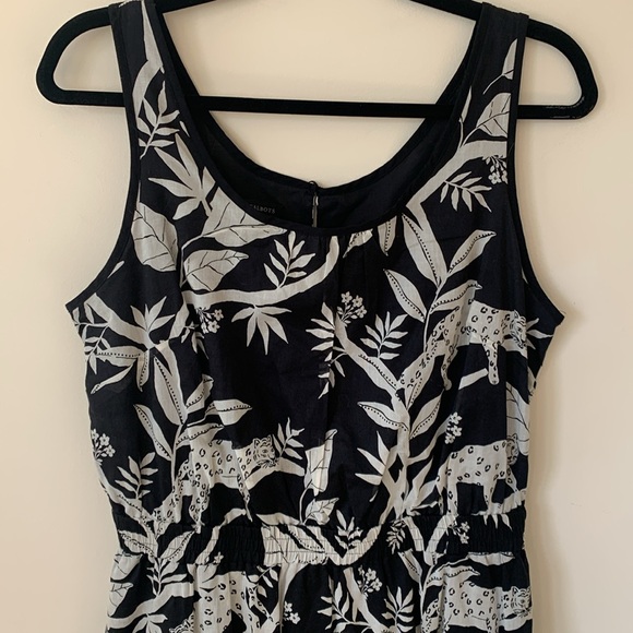 TROPICAL PANTHER TIPPED FIT FLARE DRESS SZ 6 cotton lined pockets midi - Picture 2 of 13